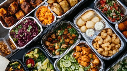 A diverse array of dishes invites guests to savor unique flavors at a lively outdoor event. Bright colors and textures celebrate cultural heritage, bringing people together around food