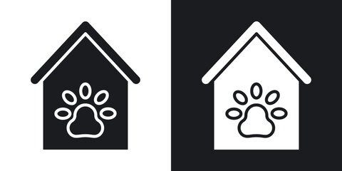 Dog Shelter icons in solid black and white collection