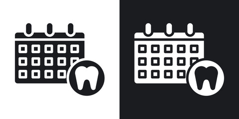 Dental appointment icons in solid black and white collection