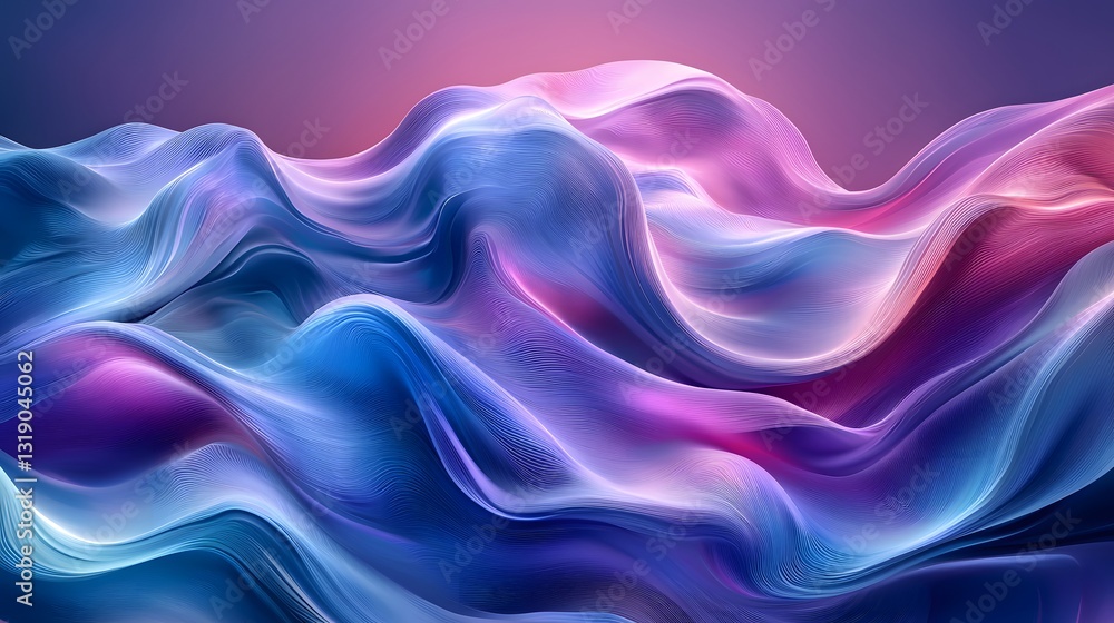 Poster flowing abstract shapes with varying colors and smooth textures are present