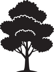 Black Vector Icon of Lush Tree with Detailed Branches and Leaves, Modern and Minimal Design