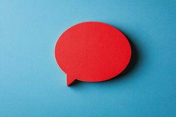 Paper speech bubble on blue background with empty space for text