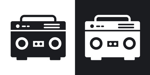 Boombox icons in solid black and white collection