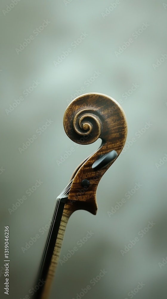 Poster elegant violin scroll detail with artistic background texture