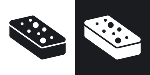 Bath sponge icons in solid black and white collection