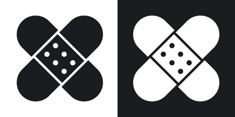 Band aid icons in solid black and white collection