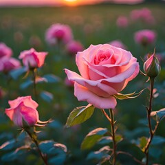 pink roses in garden