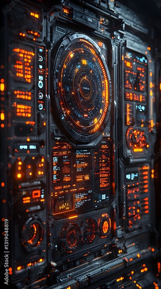 Poster futuristic sales dashboard displaying real time business data and analytics