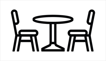 Dining Table and Chairs Icon. Furniture Silhouette Vector for Restaurant and Cafe Design.