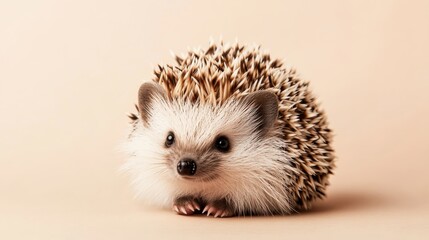 Obraz premium Tiny hedgehog with soft quills curled, tiny nose peeking out