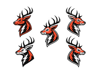 Stylized Deer Mascot Logo with Antlers – Vector Illustration