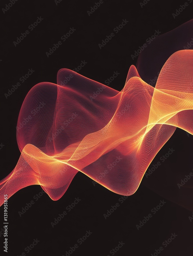 Poster elegant abstract background with flowing orange and red waves, symbolizing energy and movement. perf
