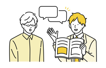 クライアントに資料の説明をするビジネスパーソンのイラスト素材