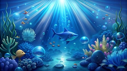 Aqua marine Coral reef with fishes