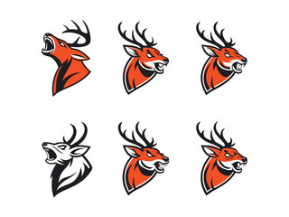 Stylized Deer Mascot Logo with Antlers – Vector Illustration