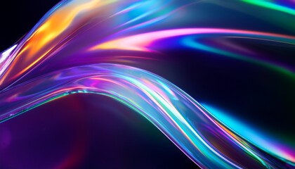 Fototapeta premium Abstract 3d render of light emitter glass with iridescent holographic neon vibrant gradient 