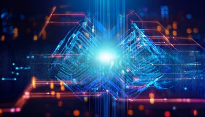 Fototapeta premium Abstract background of financial technology innovation generated by AI, fintech, innovation