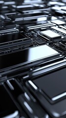 Abstract Technology Background with Black Mobile Devices Layout