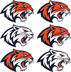 Stylized Tiger Mascot Logo with Antlers – Vector Illustration