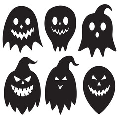 Obraz premium Ghost halloween pumpkin silhouettes set