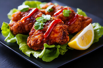 Fototapeta premium fried chicken salad