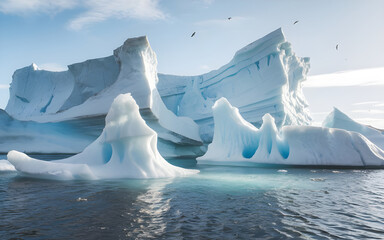 The iceberg, with its tranquil grandeur and vital ecological role, boasts immaculate frozen edges.