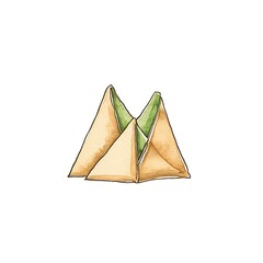 Watercolor Painting of Two Fortune Cookies with Green Filling