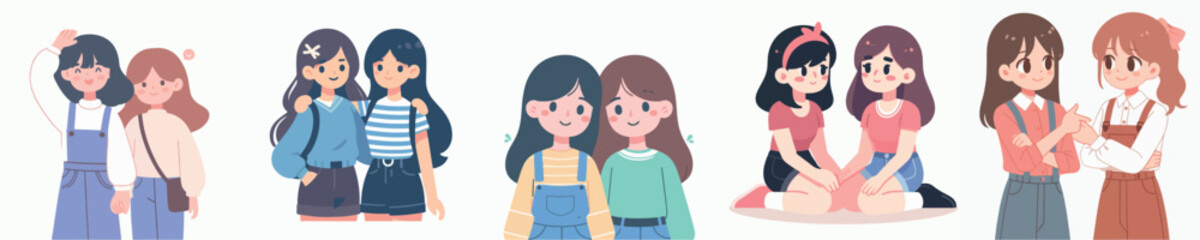 Fototapeta premium Friendship between girls' vector images