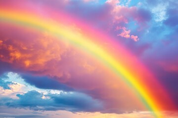 Fototapeta premium Pastel colored rainbow on blue sky background