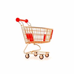 Shopping Cart on Display: a meticulously crafted miniature shopping cart, rendered in vibrant detail, symbolizing consumerism and the shopping experience.