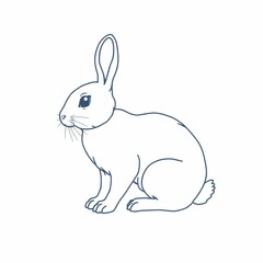 Cottontail Bunny Line Art: A delicate line art illustration of a cottontail bunny, poised in a sitting position, portraying its characteristic long ears and fluffy tail.