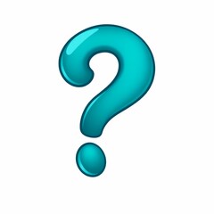 Naklejka premium Inquiry Icon: a teal, glossy question mark against a plain background