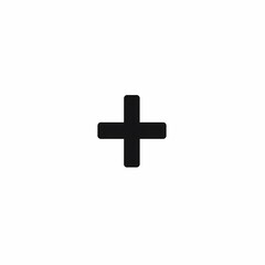 Cross Symbol: A simple yet powerful black cross symbol on an empty page, representing concepts like addition, positivity, health, and aid