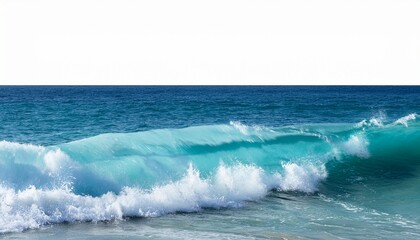 Fototapeta premium Turquoise ocean waves cresting with foam isolated on transparent background