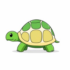 Obraz premium Cute Turtle Illustration: A charming cartoon turtle with a green shell and big, bright eyes, ready for an adventure. This adorable illustration evokes feelings of joy and warmth.
