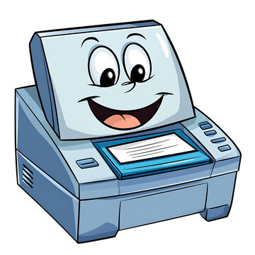 printer cartoon isolated on white background full depth of field 