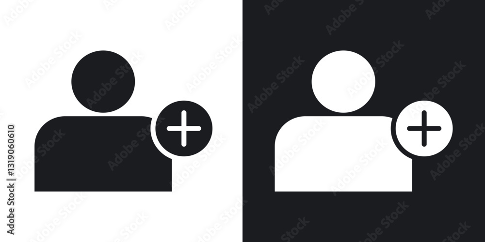 Poster add a new user icons in solid black and white collection