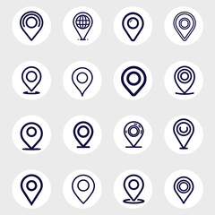 different unique abstract modern elegant outline style creative stylish pattern ui design web design graphic location pin mark sign icons set mega pack line art icons outline style 