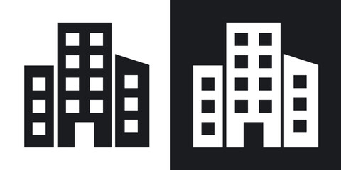 Building icons in solid black and white collection