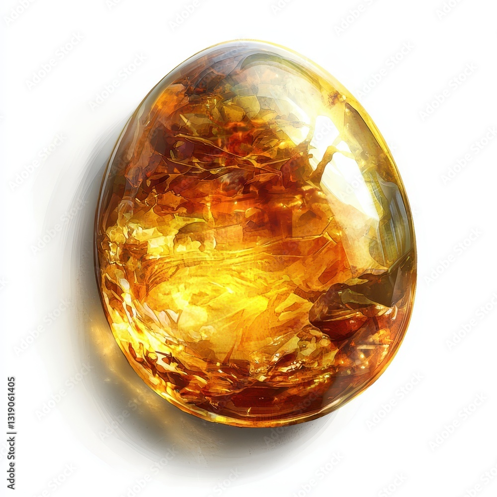 Poster brilliant amber egg with intricate patterns and luminous texture