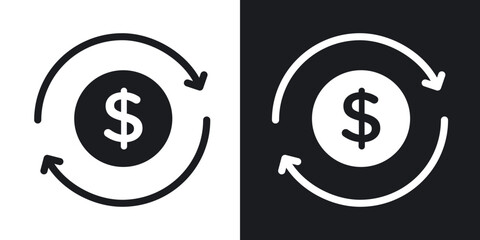 Cash flow icons in solid black and white collection