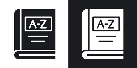 Dictionaries icons in solid black and white collection