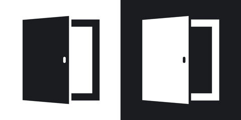 Entrance door icons in solid black and white collection