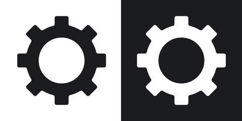 Gear icons in solid black and white collection