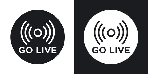 Go live icons in solid black and white collection