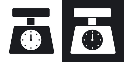 Kitchen scales icons in solid black and white collection