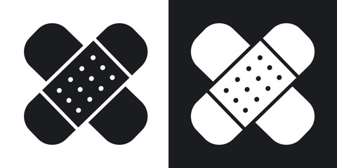 Medical patch icons in solid black and white collection