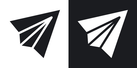 Paper plane icons in solid black and white collection