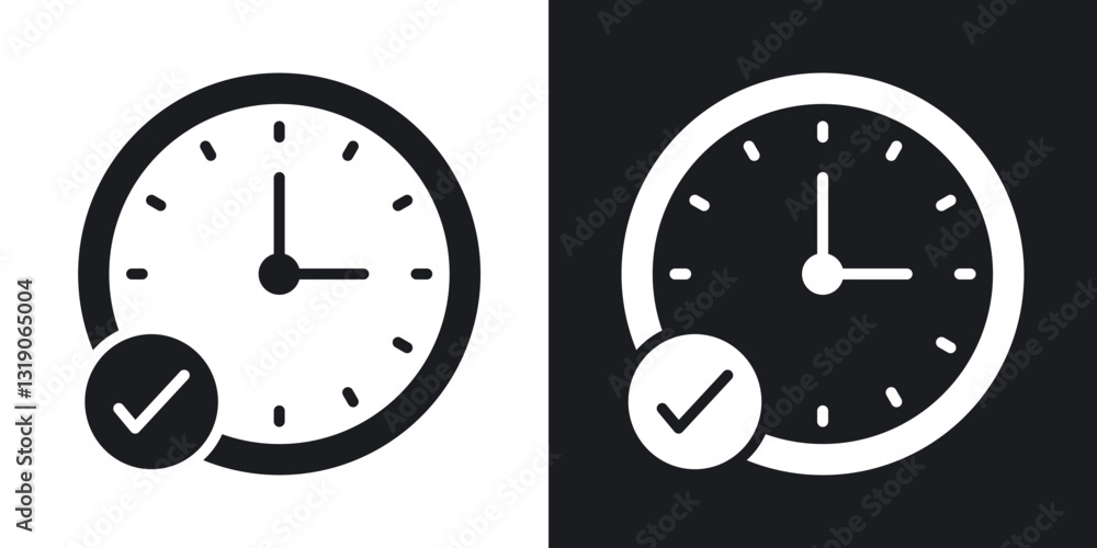Poster save time icons in solid black and white collection