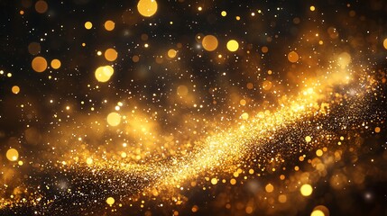 Fototapeta premium Abstract sparkles of golden dust and white stars glowing with soft lighting effects, clean background with space for text and design placement.